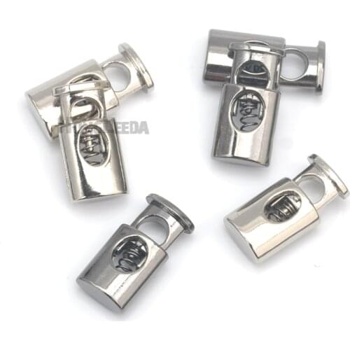 30pcs/lot oval metal alloy stoppers toggle cord locks Drawstring lock 5mm one hole shiny silver, black STP-004