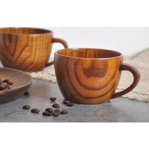 4/2pcs Wooden Big Belly Handmade Natural Solid Wood Tea Cups Wooden Wine Coffee Water Beer Mug Drinkware Tumblers Drinkware