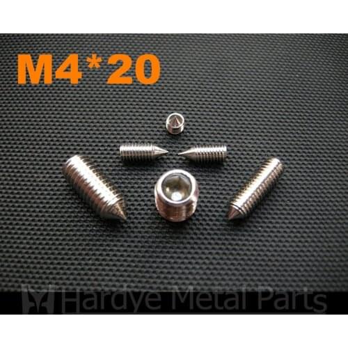 500pcs/lot M4*20 DIN914 Stainless steel hex socket set screw with cone point