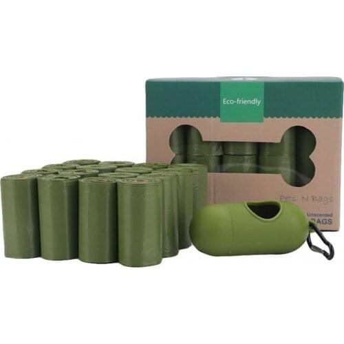 8 16 Rolls/Pack 240pcs Pet Dog Poop Bag Garbage Clean Biodegradable Portable Outdoor Pet Pick Up Waste Bags And Distributor Suit