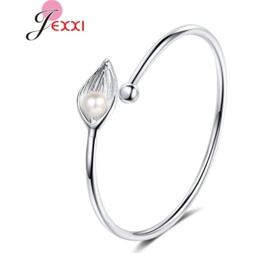 925 Sterling Silver Pearl Bracelets For Women Accessories Cuff Bangles Statement Fine Jewelry Wholesale Birthday Gift