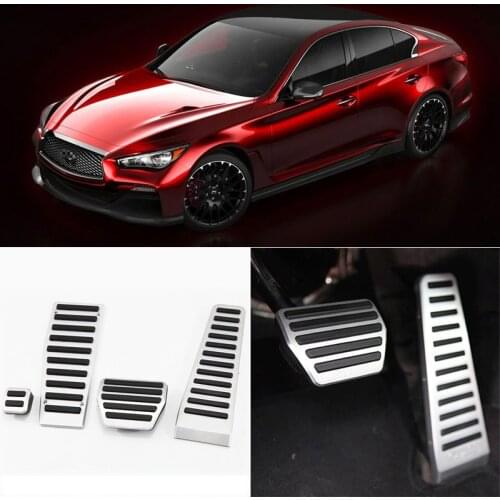 4pcs Aluminium Non Slip Foot Rest Fuel Gas Brake Pedal Cover For Infiniti Q50 AT 2013-2016