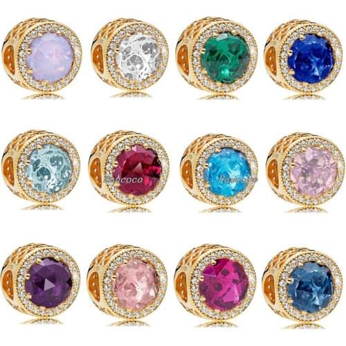 Authentic 925 Sterling Silver Gold Radiant Hearts With Pink & Clear Crystal Beads Fit Pandora Bracelet & Necklace Diy Jewelry