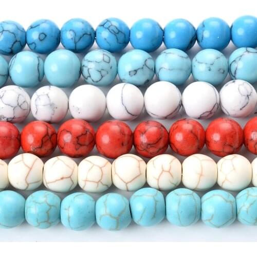 Natural Stone Bead Turquoises Round Loose Spacer Beads for Jewelry Making Diy Bracelet Necklace Charm Accessories 4/6/8/10/12mm