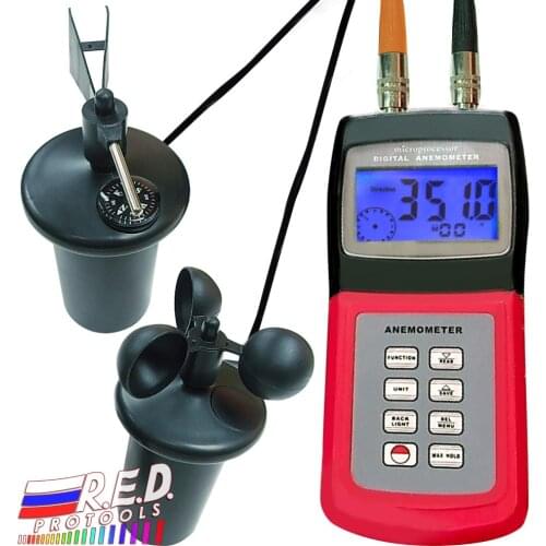 Digital Multi-function Thermo Anemometer CUP Type Sensor Probe Air Weather Meter Wind Direction