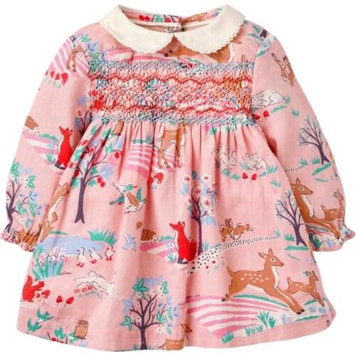 Kids Frocks 2021 New Summer Baby Girls Clothes Brand Dress Toddler Cotton Animal Plant Print Dresses for Kids 2-7 Years