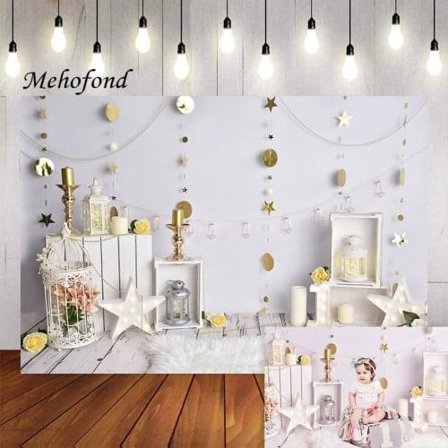 Mehofond Photography Background Glitter Stars Pink Flower Newborn Kid Girl 1st Birthday Party Decor Backdrop Photo Studio Prop