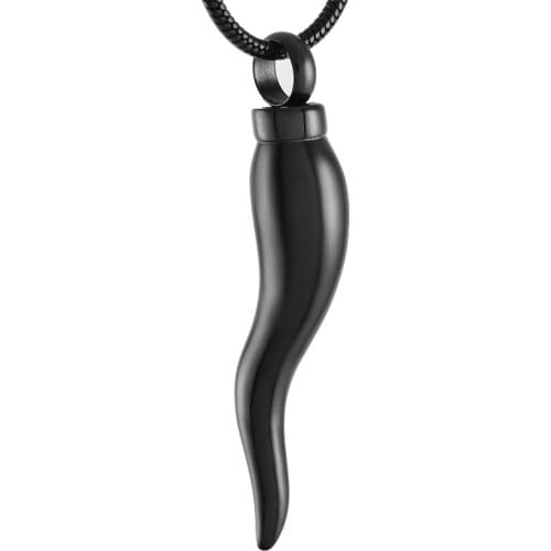 Italian Horn Cremation Jewelry for Ashes Stainless Steel Cremation Urn Pendant Necklace Memorial Ashes Keepsake Jewelry