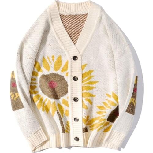 Oversize Streetwear Loose Cardigan Pullover Men Women Hip Hop Knitted Sweater Men 2021 Carrot Rabbit Pattern Harajuku Sweaters