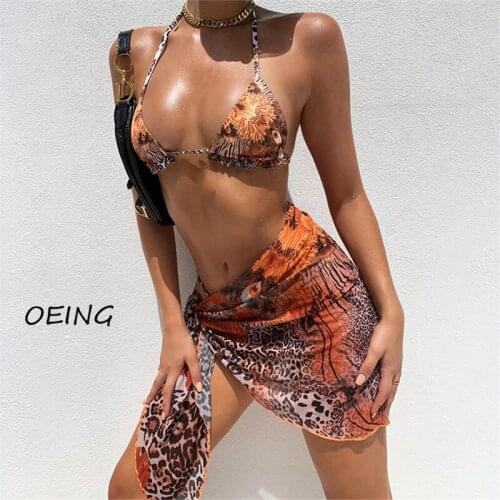 3 Piece Sets Womens Sexy Leopard Bathing Suit Women Sexy Swimwear Women 2021 Swimming Suit for Women