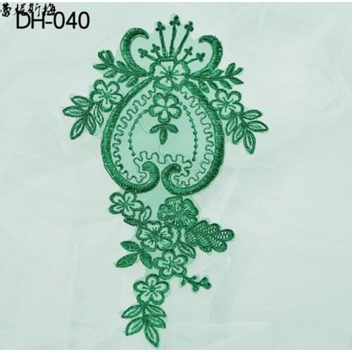 2pairs Lace Accessories Gold Cording Flower Clothes Handmade DIY Materials Window Decals Clothing Floral 26X14cm BD0665