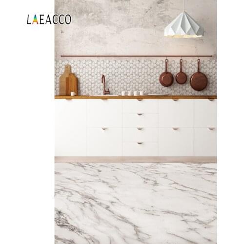 Laeacco Modern Kitchen Photography Backdrops Cupboard Pot Pan Light Interior Decor Photographic Backgrounds For Photo Studio