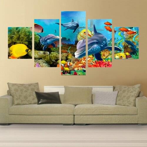 No Frame beach Underwater world canvas painting decoration wall pictures for living room 5 piece canvas art christmas for home