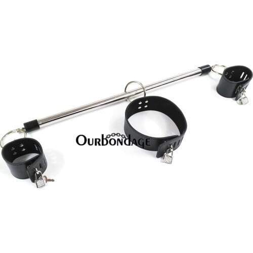 Ourbondage 2 Color Stainless Steel Spreader Bar Sex Slave Hand Cuffs And Collar Fetish Restraints Sex Toys for Couples