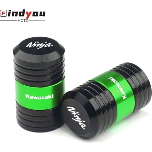 Lastest NINJA Motorcycle Tire Valve Air Port Stem Cover Cap Plug CNC Aluminum for Kawasaki Ninja 250 300 400 650 2010-2019