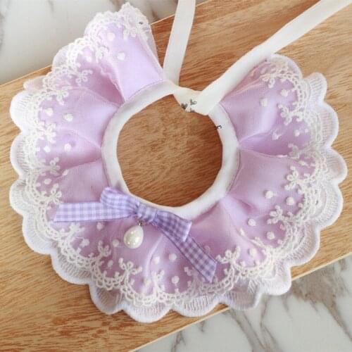2019 New Puppy Handmade Fantasy purple Daisy Dog Lace Bib Pet jewelry Cat Dog Collar Lace Bibs Bows Tie Grooming Accessories