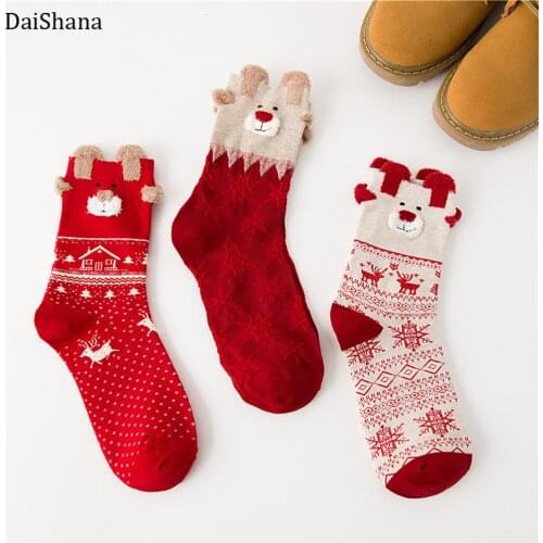 New 2019 Women Sock Winter Warm Christmas Gifts Stereo Socks Soft Cotton Cute Santa Claus Deer Socks Xmas Christmas Socks Cute