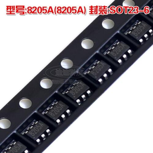 New 8205A SOT23-6 Silkscreen 8205A Dual N-Channel Field Effect Tube Lithium Battery Protection IC