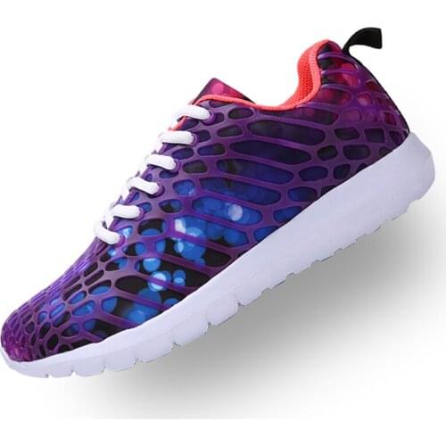 2021Spring And Summer New Camouflage Mesh Mens And Womens Sports Shoes Fashion Colorful Couple Casual Running Shoes Purple 35