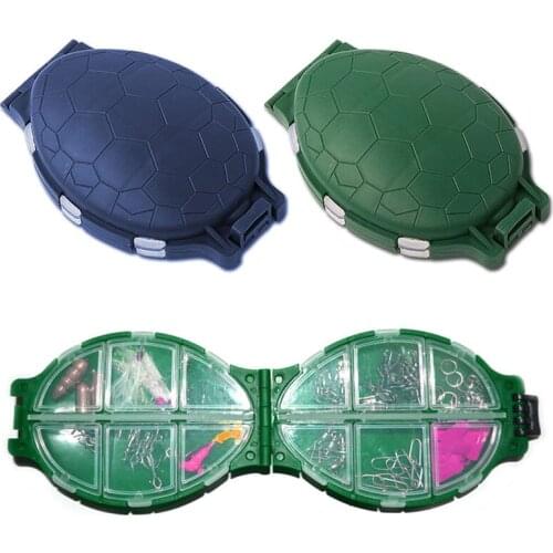 12 Compartments Tortoise Shape Green/Blue Plastic Turtle Fishing Lure Hooks Storage Tackle Case Box Pocket Au02 21 Dropshipping