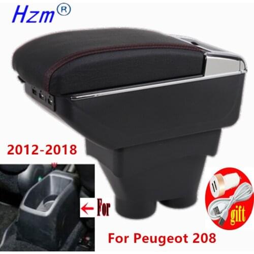 For Peugeot 208 Armrest Box 2012-2018 Storage box Car Holder Ashtray Interior accessories Retrofit parts USB 2017 2016 2015