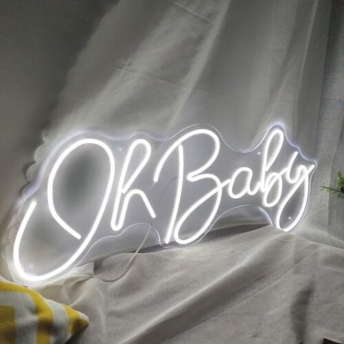 Custom Neon Sign Oh Baby Neon Sign Bedroom Bar Home Party Wall Decor Acrylic Flex Among US Sign Led Cool White Light Room Decora