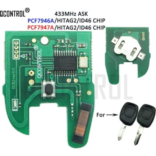 QCONTROL Car Remote Key Electronic Circuit Board for Renault Master Kangoo Clio Twingo ID46 PCF7946 PCF7947 Chip 433MHz