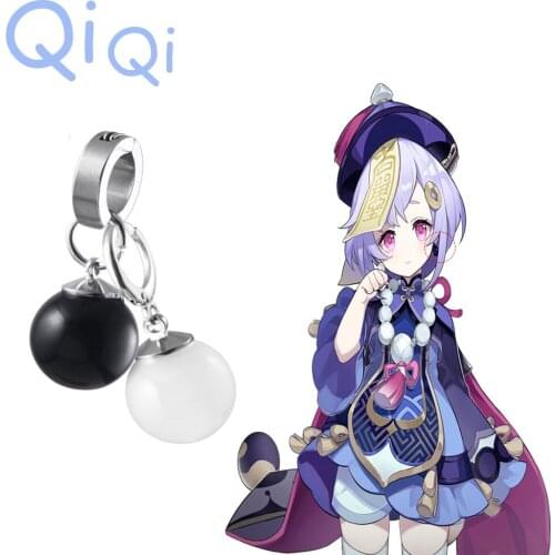 Game Genshin Impact Qiqi Earrings Cartoon Figure Qiqi Cosplay Pendant Earrings Women Fashion Jewelry Accessories Gift