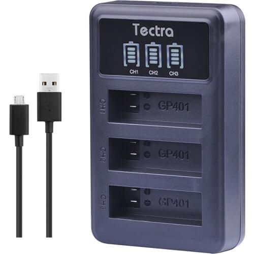 Tectra 1PC AHDBT-401 AHDBT 401 AHDBT401 LED USB 3-Slot Camera Charger For Go Pro GoPro Hero 4 Sport Action Camera with USB Cable