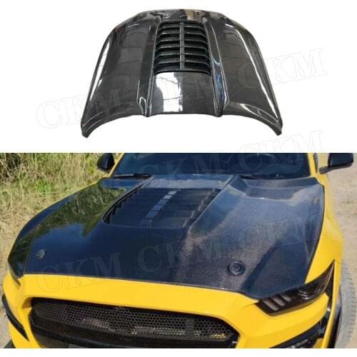 Carbon Fiber Front Engine Hood Air Vent Trim Bonnet for Ford Mustang Coupe Convertible 2 Door 2015-2017 Car Styling