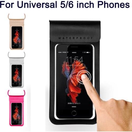 Universal 5/6'' Waterproof Phone Case Cover Touchscreen Cellphone Dry Diving Bag Pouch with Neck Strap for iPhone Xiaomi Samsung