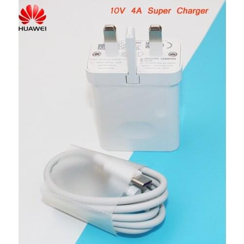 Huawei USB 10V 4A Super Charging Charger UK Plug Adapter 100cm Type C Cable For Huawei P40 P30 P20 Pro Mate 40 Honor 20 Nova 5T