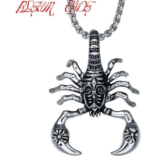 Animal Jewelry Scorpion Pendant Necklace for Stainless Steel Jewelry Necklaces Mens Gift Punk Rock