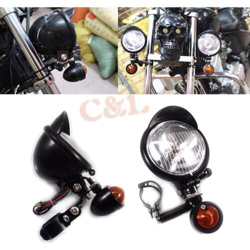 1 Set Motorcycle Black Turn Signal Driving Spot Fog lights Bar For Harley Touring Chopper Custom
