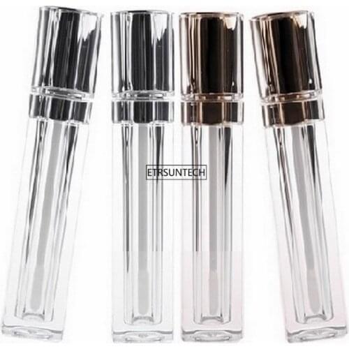 100PCS 8ML Acrylic Refillable Double wall Square Gold Silver Lip Gloss Tube Empty Lip Balm Oil Bottle DIY Container F20171127