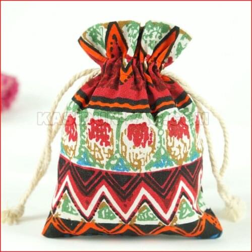 100pieces/lot small drawstring linen cotton fabric gift shopping bags