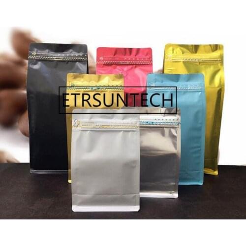 100pcs half pound volume Lamination aluminum foil packaging bag coffee powder bag eight side seal zipper bag