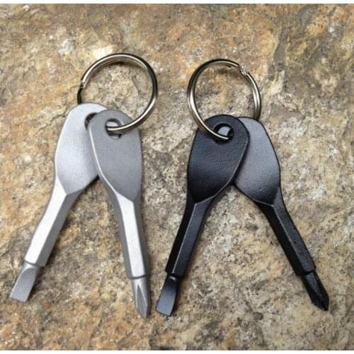 1000pcs Stainless Steel Mini EDC Multifunction Screwdriver Key Shape Slotted Screwdrivers Keychain Pocket Repair Tool Gift SN