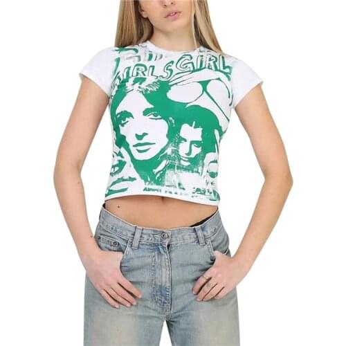 2021 Summer Women Slim Fit Crop Top Adults Lady & Letter Print Short Sleeve Round Neck T-shirt Ladies Tee Shirt Tank Tops