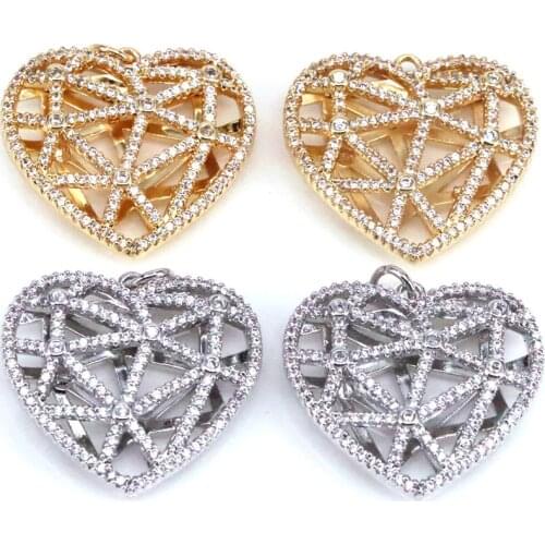 5Pcs , Gold Silver Color Charms Heart Pendants For Jewelry Making Bijoux Femme New Design Charms Hollow Out Heart Pendant