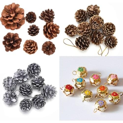 9/10PCS Loose Beads Small Jingle Bells For Christmas Decorations for Home Pendant Ornaments Pine Cones Tree Hanging Ornament