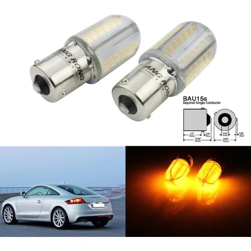 ANGRONG 2x 581 PY21W BAU15s RY10W S25 COB 8W Amber LED Turn Signal Indicator Reverse Backup Light Bulbs Amber 12V