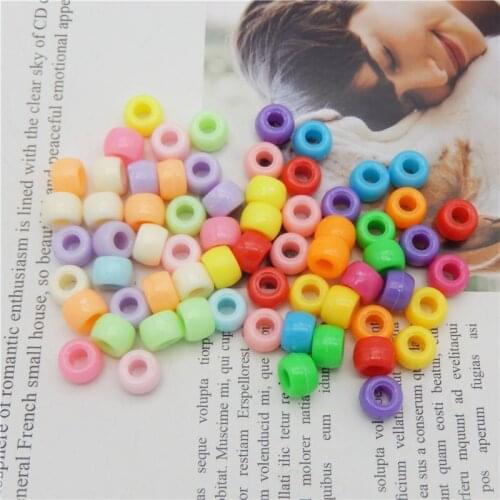 Julie Wang 200pcs 6*9mm Resin Solid Color Beads Random Mixed Spacer Beads Bracelet Jewelry Making Accessory Hole Size 4mm