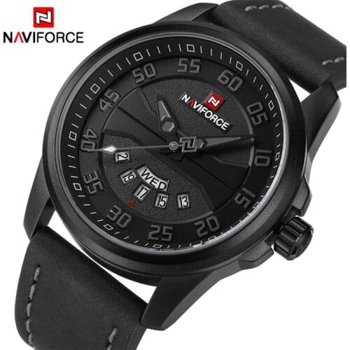 NAVIFORCE Luxury Brand Watches Men Leather Strap Quartz Calendar Clock Sports Military Waterproof Wrist Watch Relogio Masculino