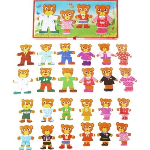 Wooden Magnetic Jigsaw Puzzle Bear Animal Scene Toy