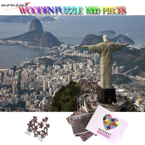 MOMEMO Christ The Redeemer Puzzle 1000 Pieces Wooden Jigsaw Puzzle 5075cm Giant Puzzles for Adults Kids Teens Toys Home Decor