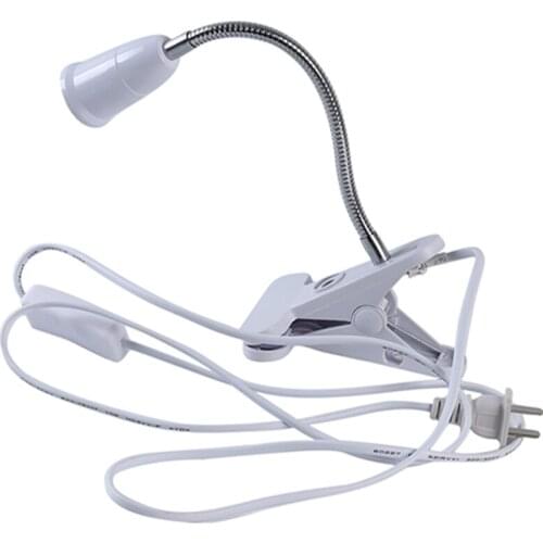 E27 White 360 Degree Rotating Desktop Universal Light Clip Universal Table Lamp Clip Study Office Desk Lamp Holder