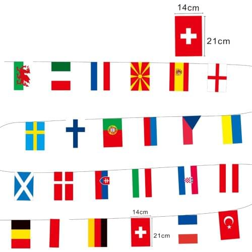 Eurocup European Championship Top 24 Teams National Flag Rope Soccers Hanging Flag Flag Waving Decorative