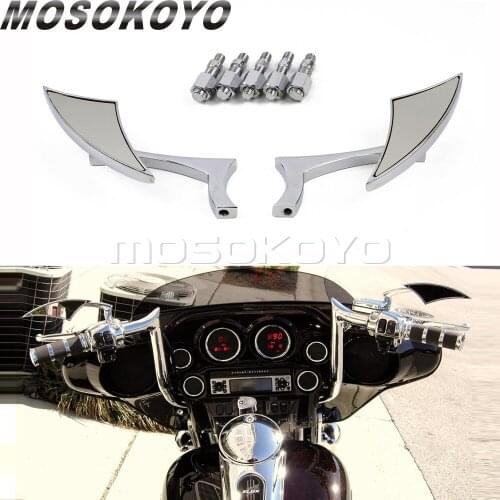Chrome Motorcycle Rearview Mirror Side View Mirrors 8mm 10mm For Harley FLS Slim Touring Cruiser Bobber Cafe Racer
