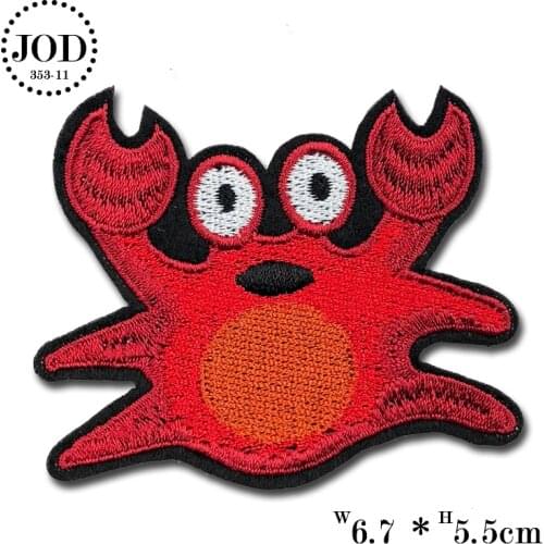 Red Crab Size:6.7x5.5cm Decorations Childrens Clothes Patch up embroidery iron on patches for clothing DIY shoes backpack JODc